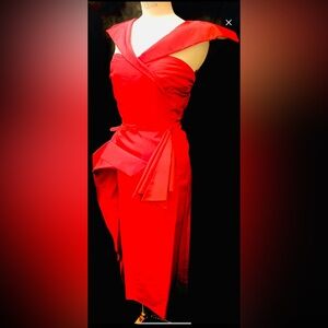 SOLD1950s Designer red cocktail dress